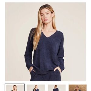 Barefoot Dreams cozy chic ultra lite high low vneck pullover size SM tidewater